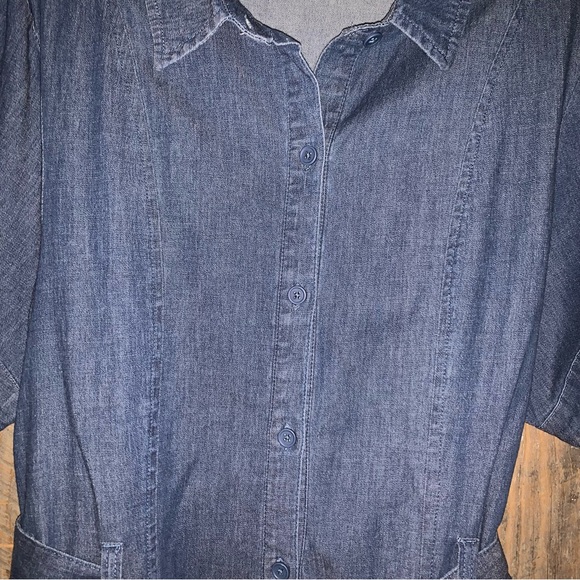 Women’s 16 BROOKE SHIELDS Denim Dress Full Button Belted Pockets Collared EXC - Picture 12 of 16